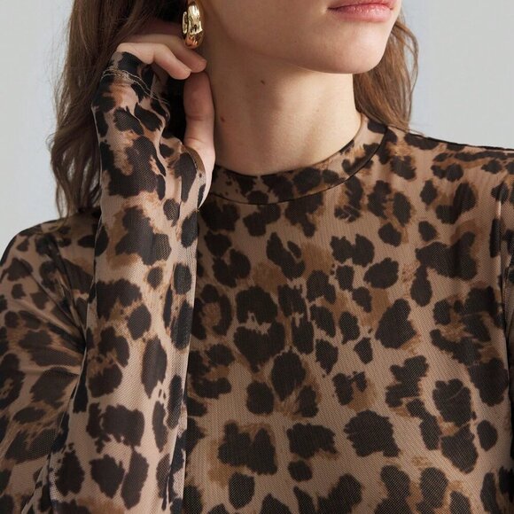 Brown Elegant Women's Leopard Print Digital Pattern Sexy Long maxi Dress - Picture 7 of 9